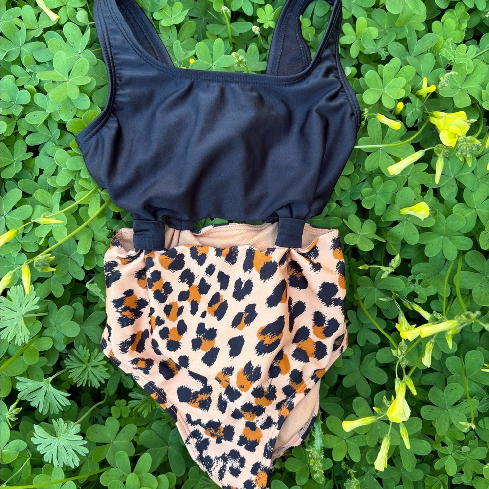 Kids Leopard Print One Piece Swimsuit